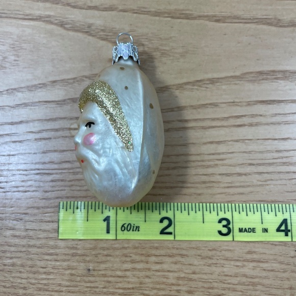 Inge Glas Christmas Ornament German Olde World Santa White Gold Hand Blown Glass - Picture 6 of 6